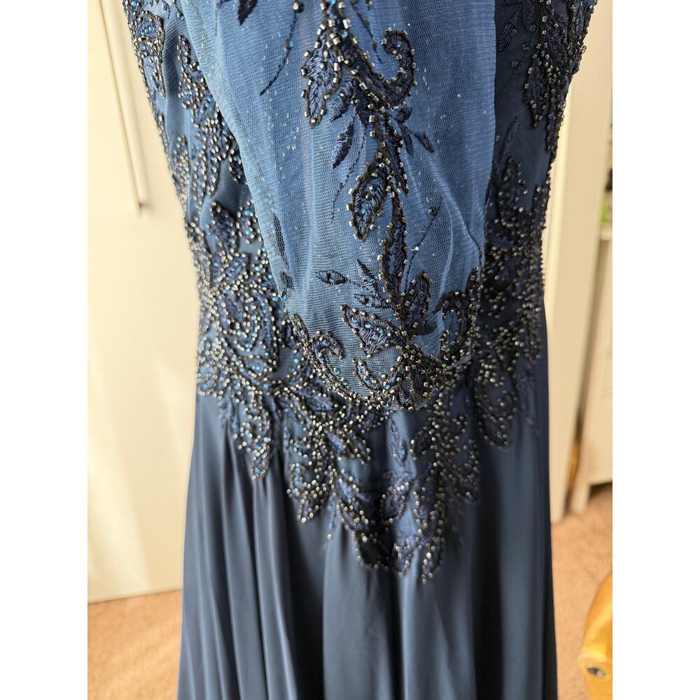 MGNY 71908 Navy Beaded Evening Gown Size 10 NWT | Mother of Bride - Picture 8 of 12